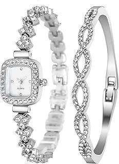 Mother of Pearl Rhinestone Watch and Bracelet Set