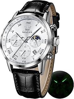 Men's Dress Chronograph Luminous Leather Watch